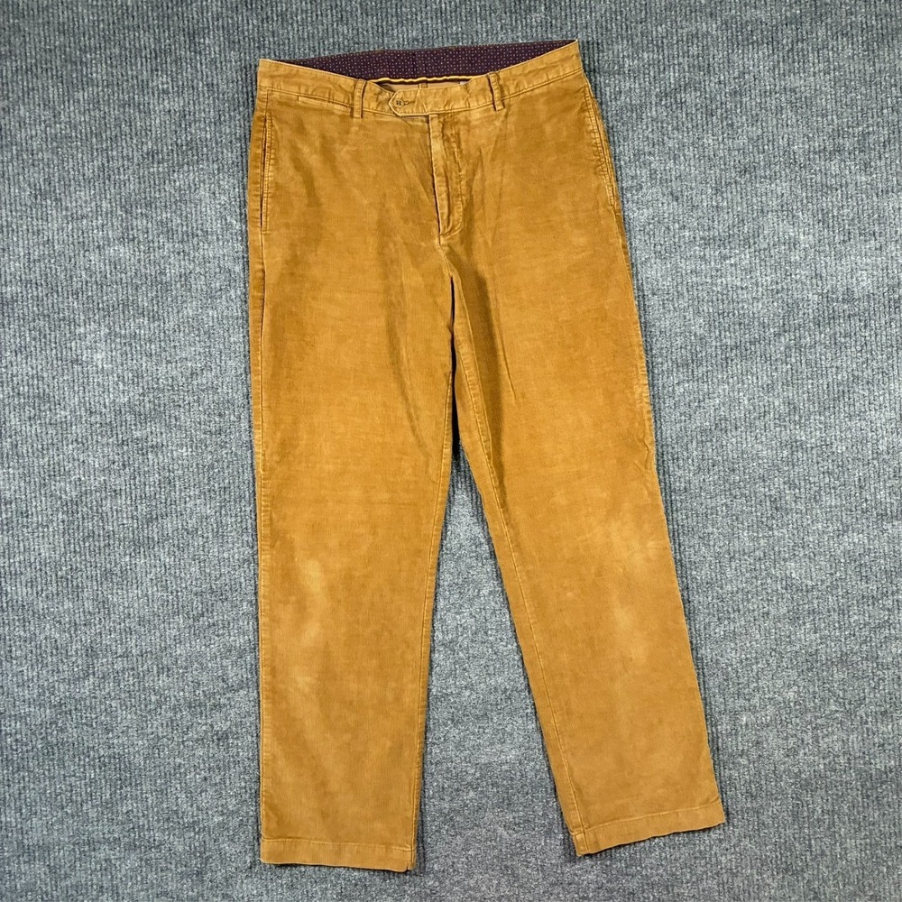 Cremieux Mens Pants Size 34x32 Tan Corduroy Straight Fit Casual Stretch